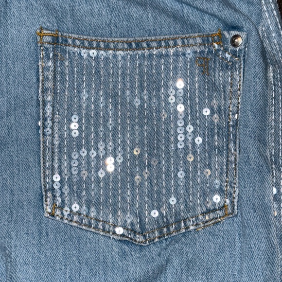 Anthropologies Pilcro Sequin Skater High-Rise Wide-Leg Jeans - Picture 9 of 14